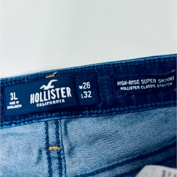 Hollister High Rise Super Skinny Medium Wash Distressed Jeans SZ 26x32 LIKE NEW - Picture 11 of 16